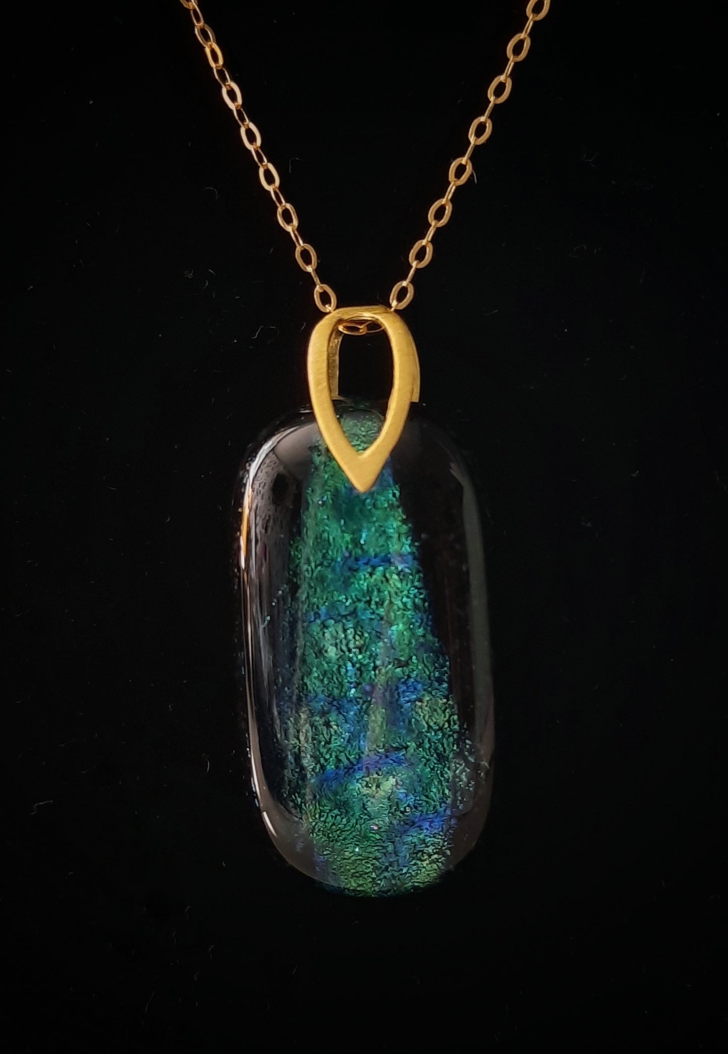 Fused Dichroic Glass Pendant on 14K Gold Filled