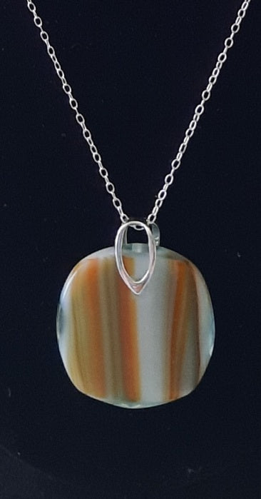Two in One Fused Glass Pendant on .925 Sterling Silver