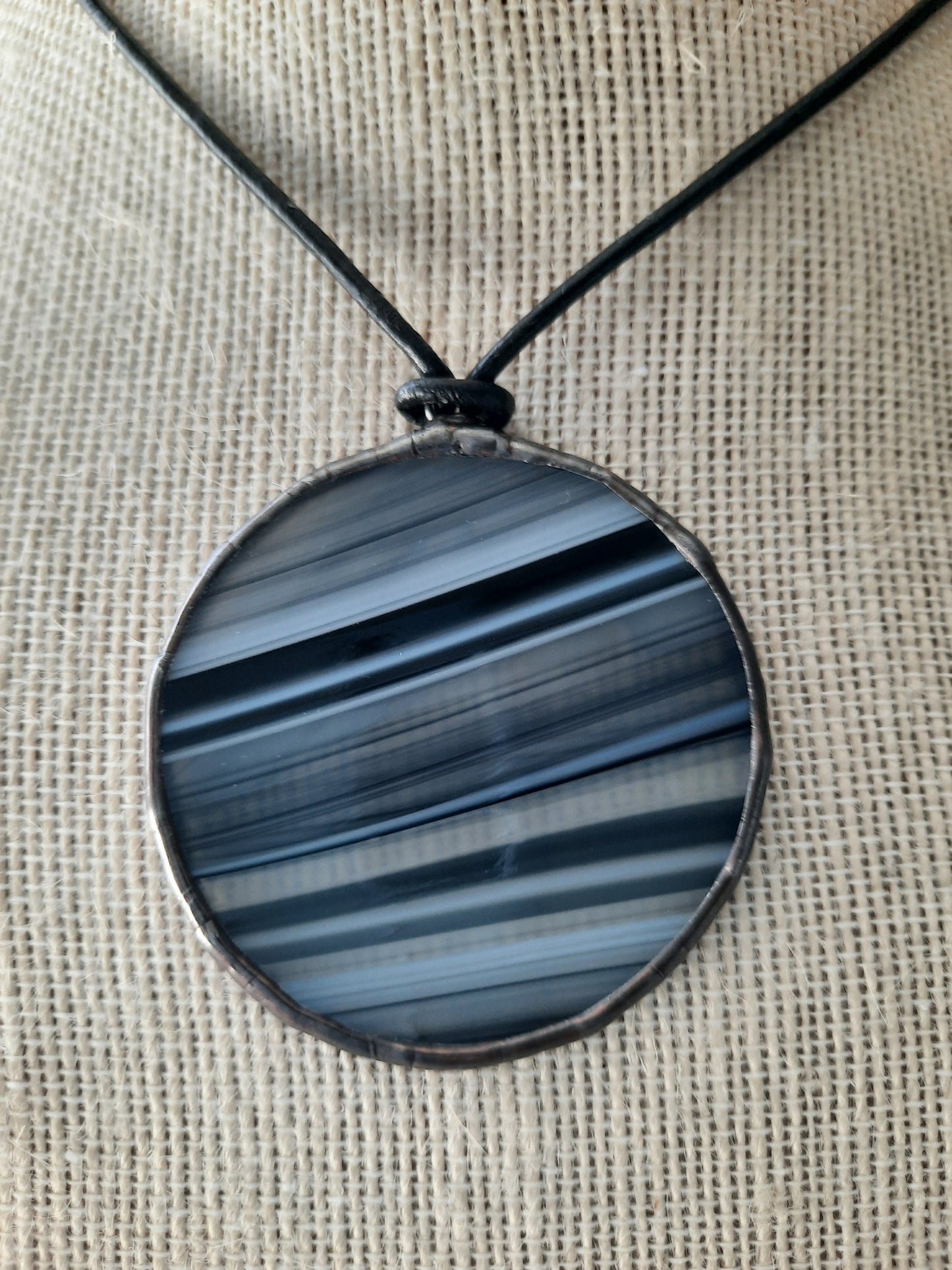 Glass Sphere Necklace on leather