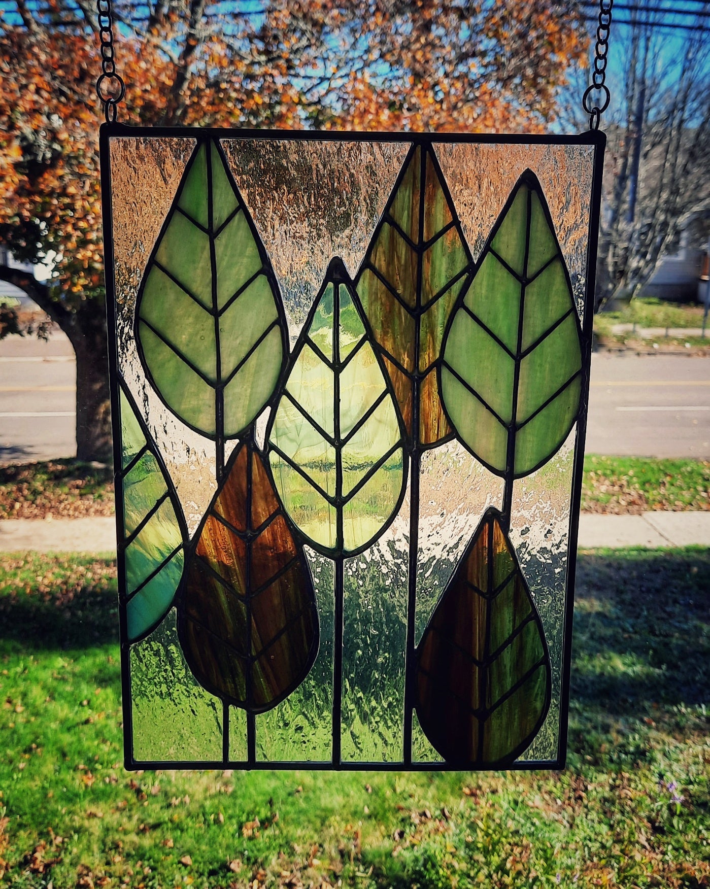 Stained Glass Panel - Leaves
