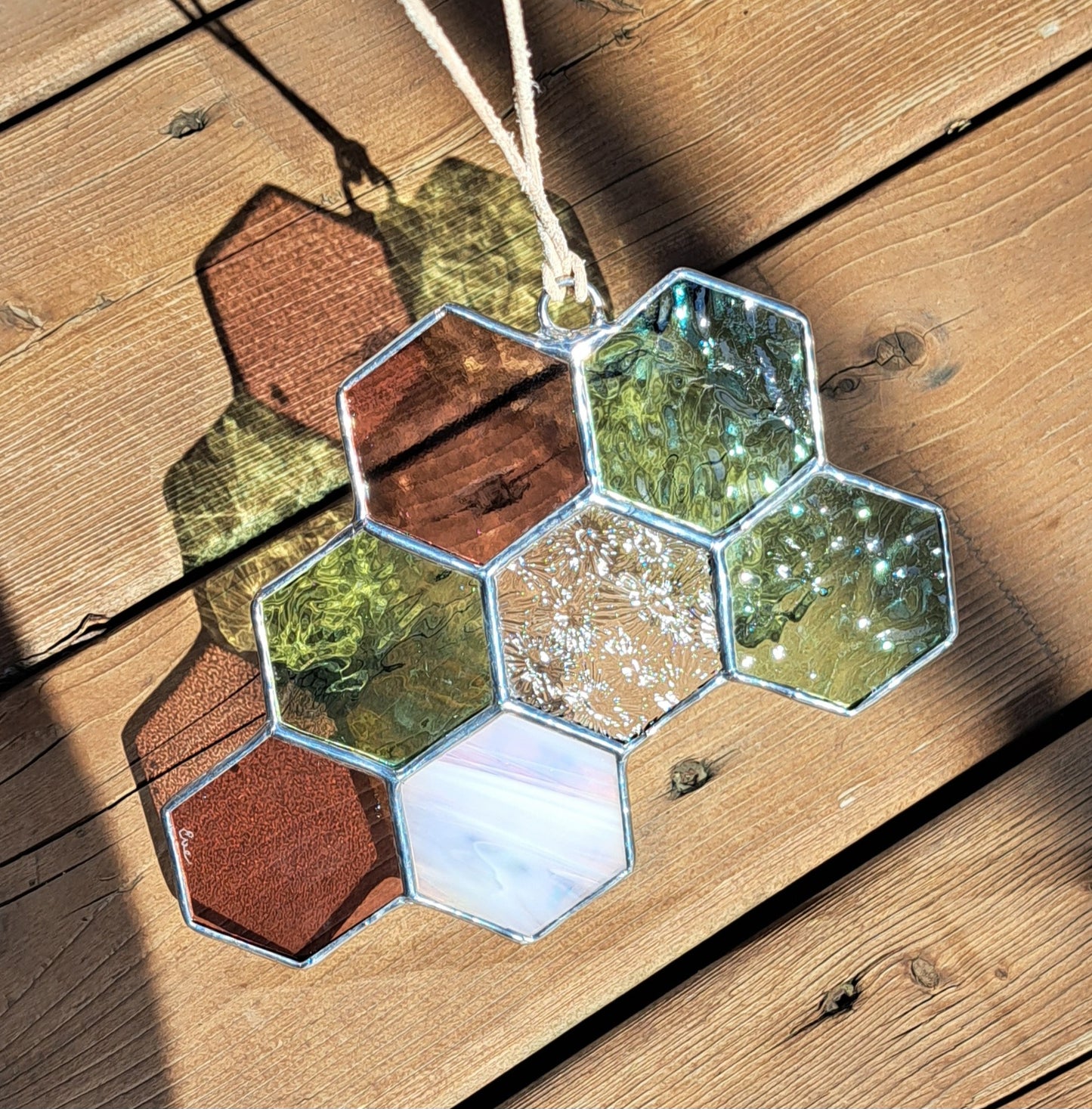 Stained Glass Honeycomb Sun Catchers